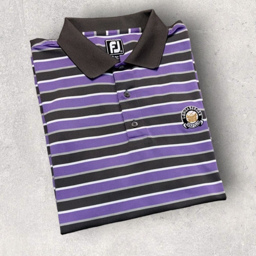 Footjoy Fj Men’s Xl Athletic Fit Striped Polo Golf Shirt *Longaberger Golf Club